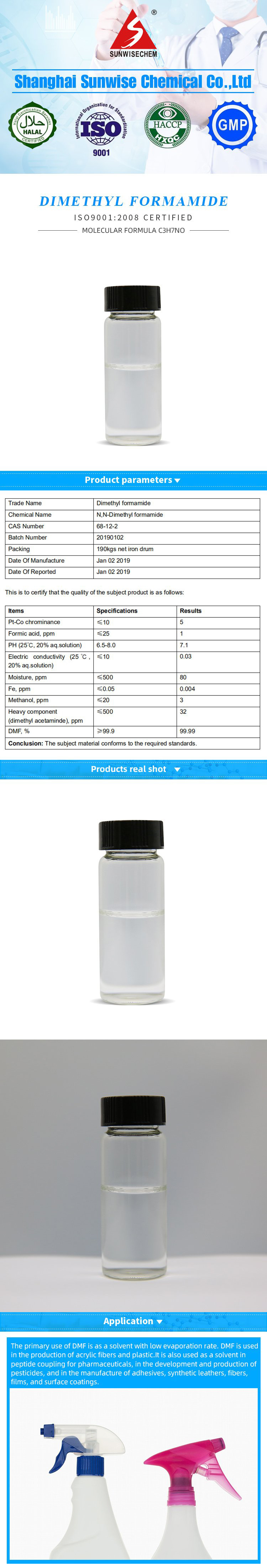 N, N-dimetilformamida de alta calidad CAS 68-12-2