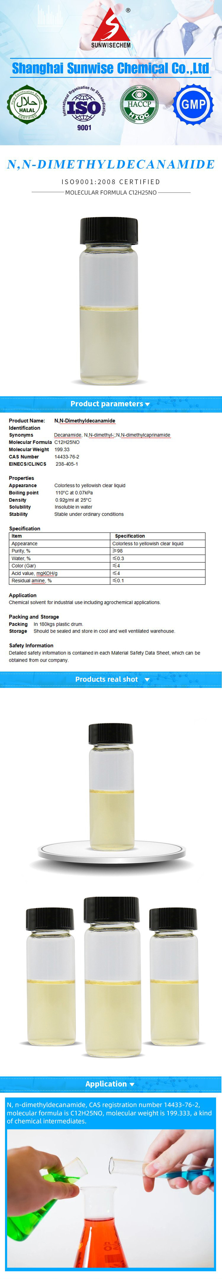 N, N-dimetilcapramida de alta calidad CAS 14433-76-2 con el mejor precio