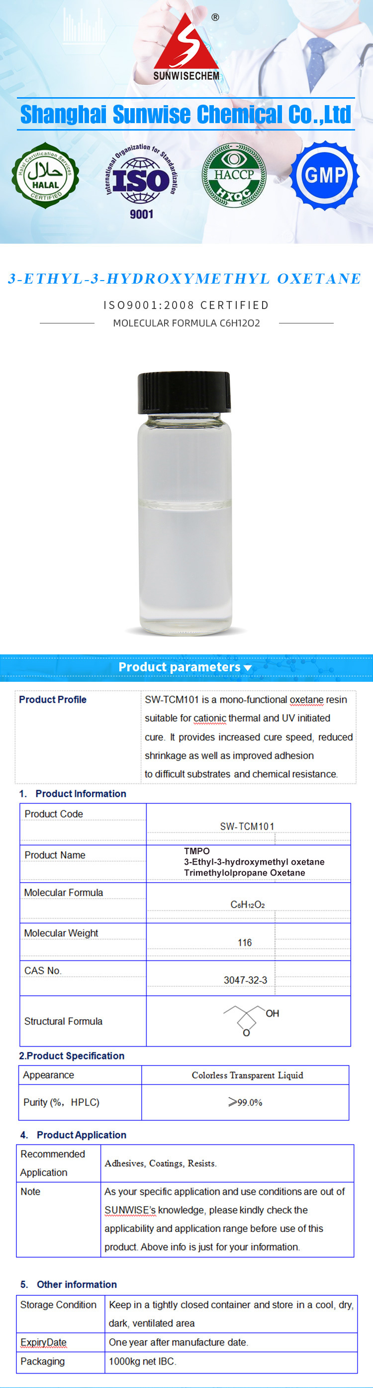 Tmpo/3047-32-3/Trimetilolpropano Oxetano