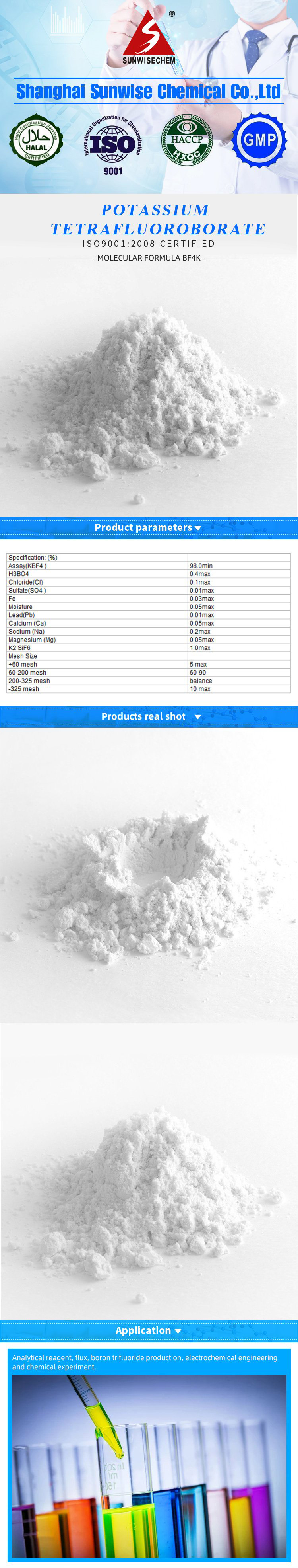 Fluoroborato de potasio Kbf4 CAS: 14075-53-7
