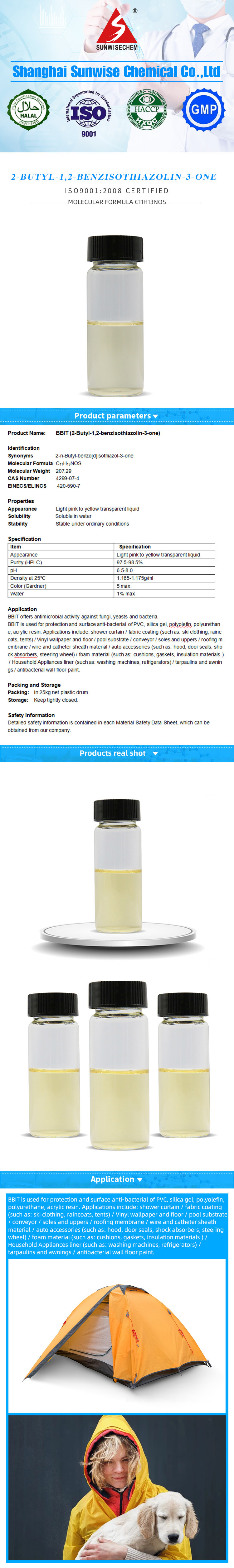 Bbit de alta calidad 2-Butil-1, 2-Benzisotiazolin-3-Uno CAS: 4299-07-4